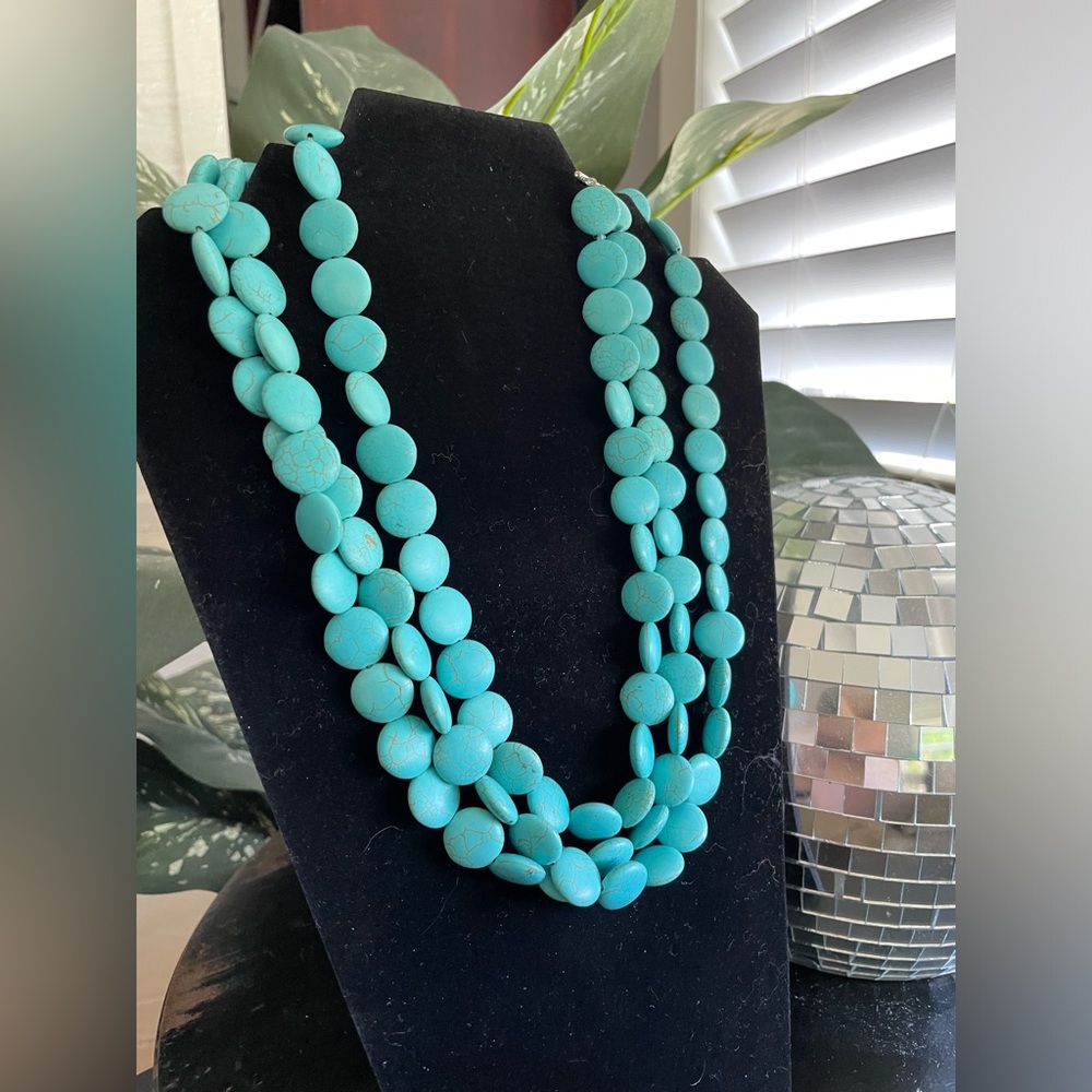 Turquoise Beaded Statement Layered Necklace